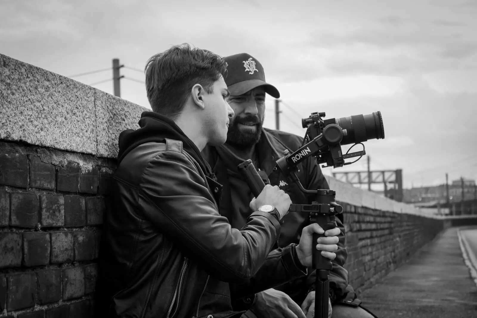 Marco Paracchini and a camera operator working on set